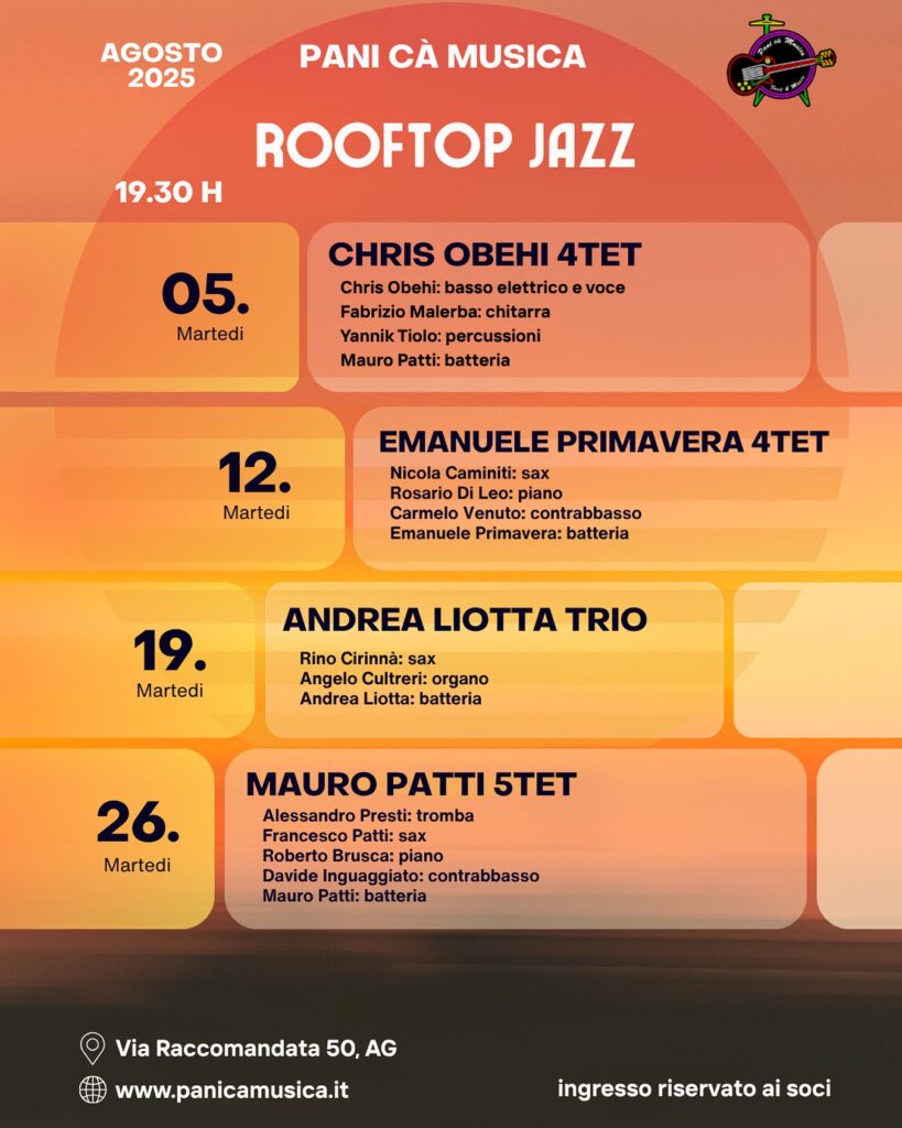 locandina RoofTop programma eventi agosto 2025